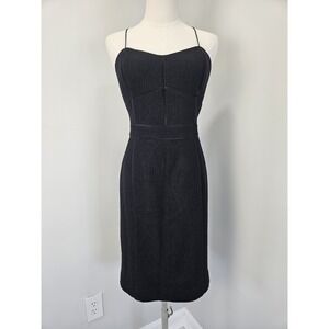 Banana Republic Womens Strappy Corset Dress 10 Black Wool Blend‎